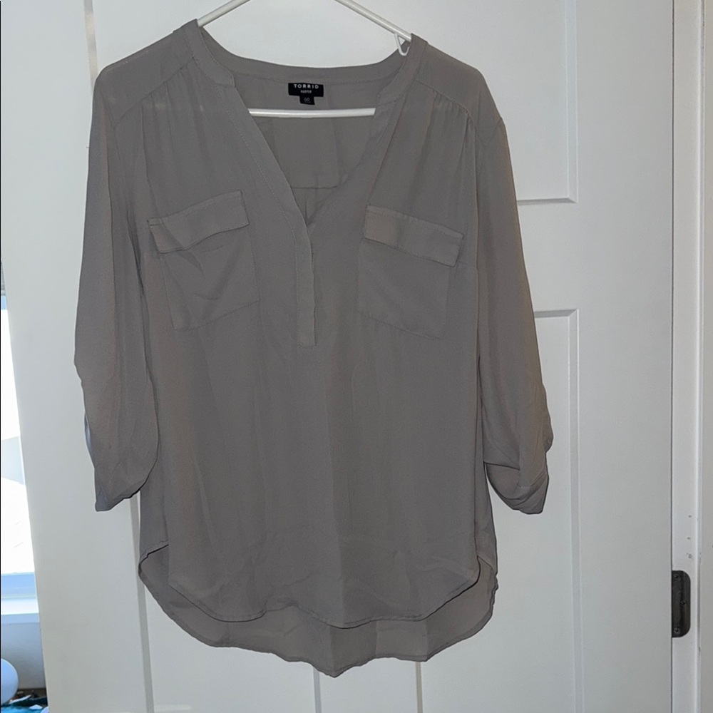 Torrid gray V-Neck Blouse